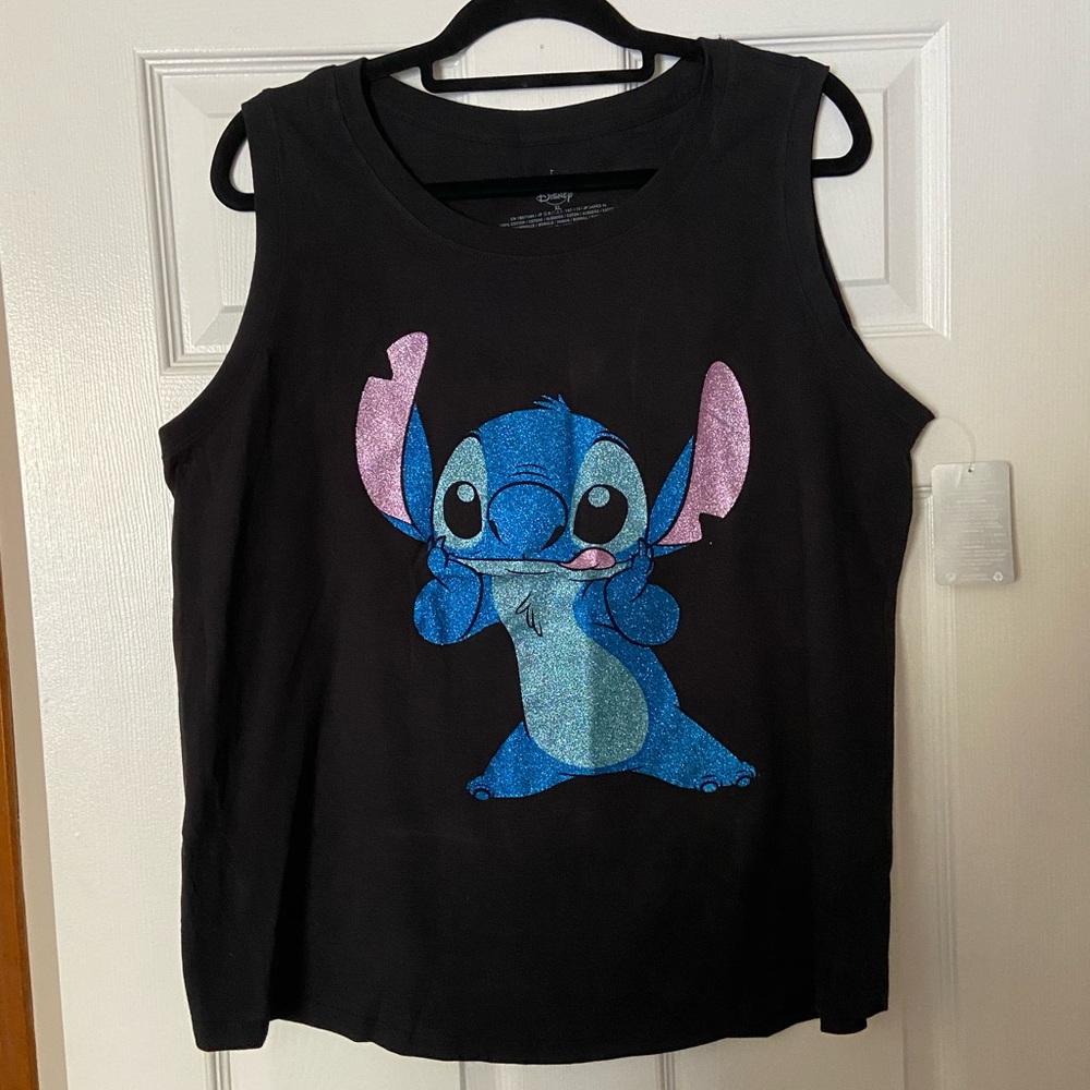 NWT Disney Parks Stitch Glitter Tank Top